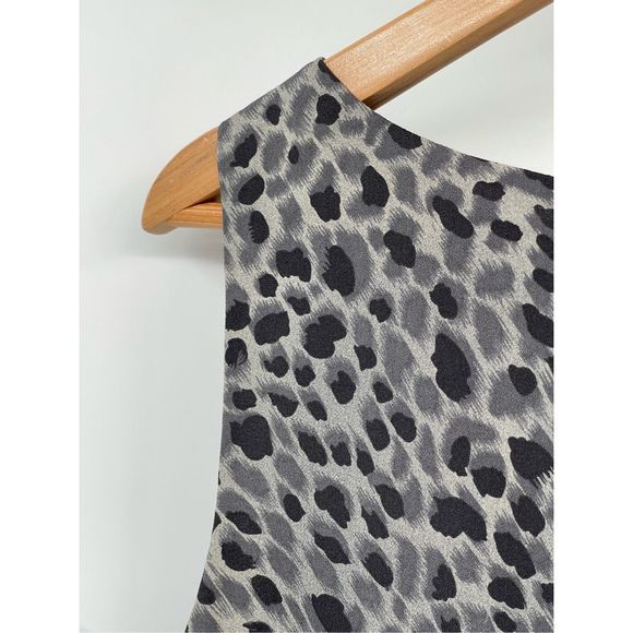Ann Taylor Dress Silk Women Size 4 Gray Sleeveless Leopard Animal Print Cheetah - Picture 11 of 16